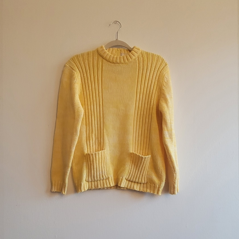 hand loomed, wool blend, canary yellow size M sweater